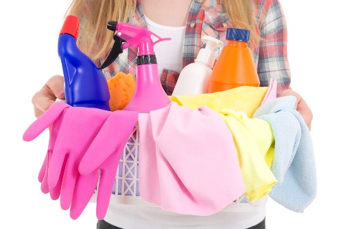 Detailed cleaning of cupboards and bathroom fittings before moving into a property