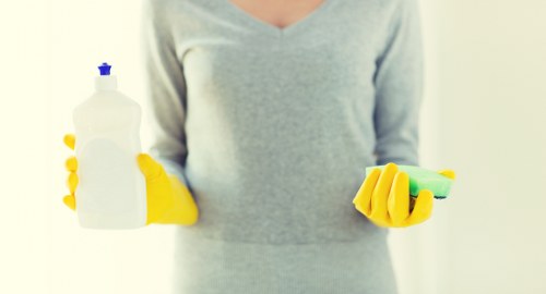 Cleaning professional reviewing a service booking request