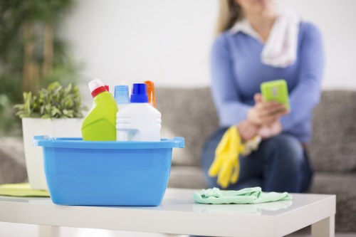 Local cleaning team preparing a Merton apartment for new occupants