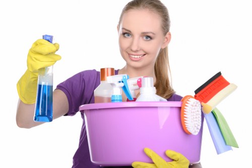 Local cleaners working in a Merton apartment and shared areas