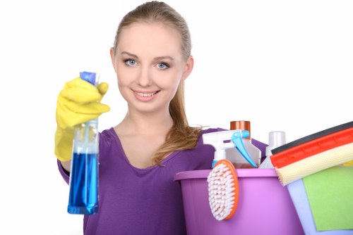 Cleaning team member handling service requirements carefully